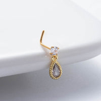 Thumbnail for Classic CZ Inlaid Waterdrop Square Dangle Stainless Steel Nose Piercing Nose Stud - ArtGalleryZen