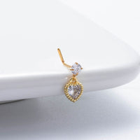 Thumbnail for Classic CZ Inlaid Waterdrop Square Dangle Stainless Steel Nose Piercing Nose Stud - ArtGalleryZen