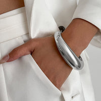 Thumbnail for Classic Gold Silver Plated Open Bangle Bracelet - ArtGalleryZen