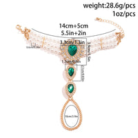 Thumbnail for Classic Layered Emerald CZ Inlaid Pearl Chain Bracelet - ArtGalleryZen
