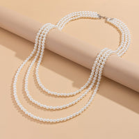 Thumbnail for Classic Layered Pearl Long Chain Necklace - ArtGalleryZen