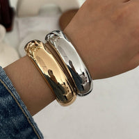 Thumbnail for Classic Minimalist Gold Silver Tone Glossy Bangle Bracelet - ArtGalleryZen