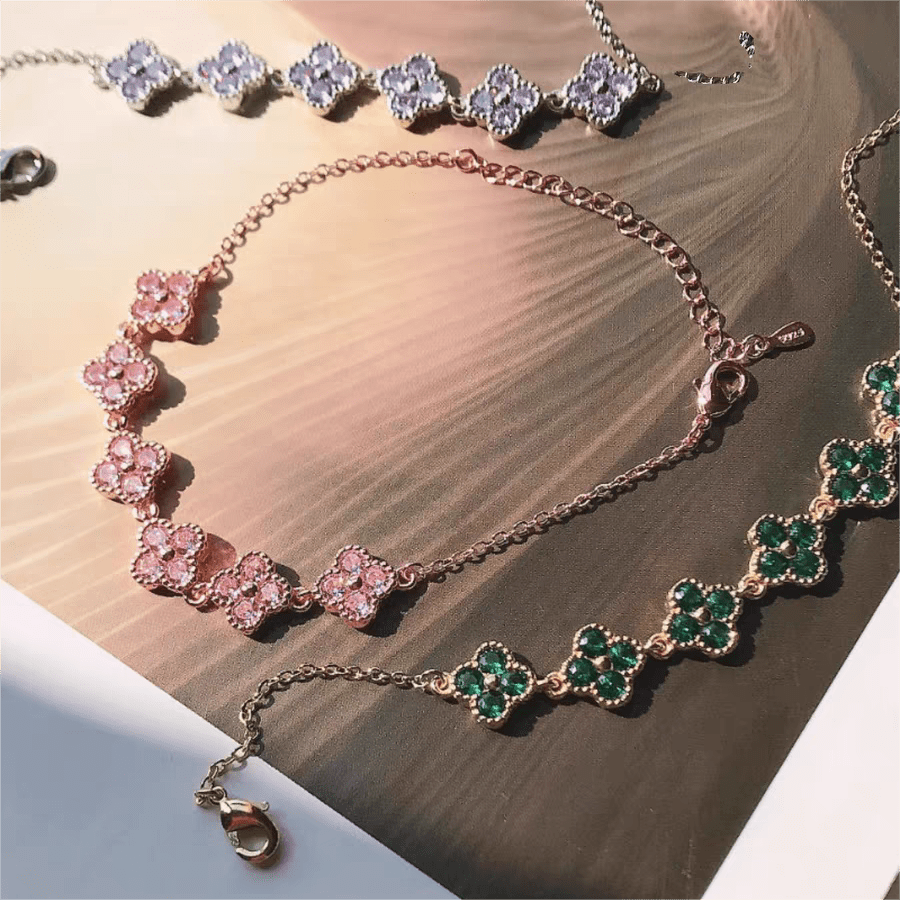 Colorful Crystal Clover Bracelet - ArtGalleryZen