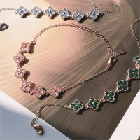 Thumbnail for Colorful Crystal Clover Bracelet - ArtGalleryZen