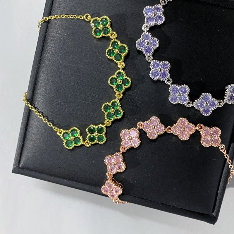 Colorful Crystal Clover Bracelet - ArtGalleryZen