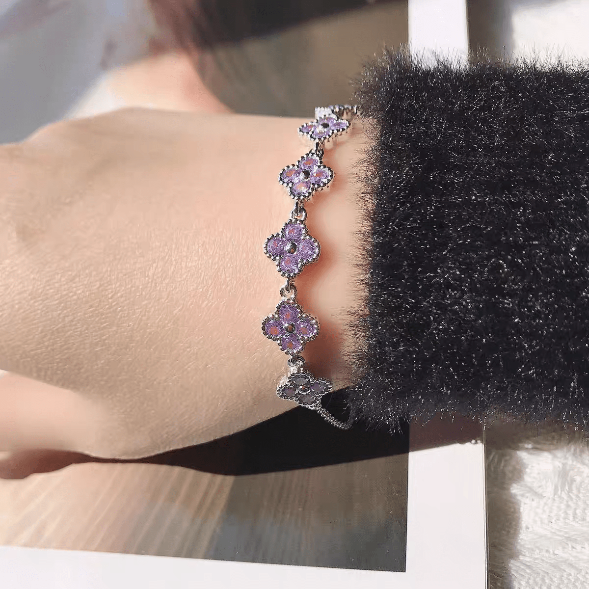 Colorful Crystal Clover Bracelet - ArtGalleryZen