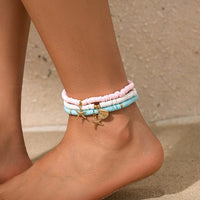 Thumbnail for Colorful Layered Shell Starfish Charm Polymer Clay Anklet Set - ArtGalleryZen