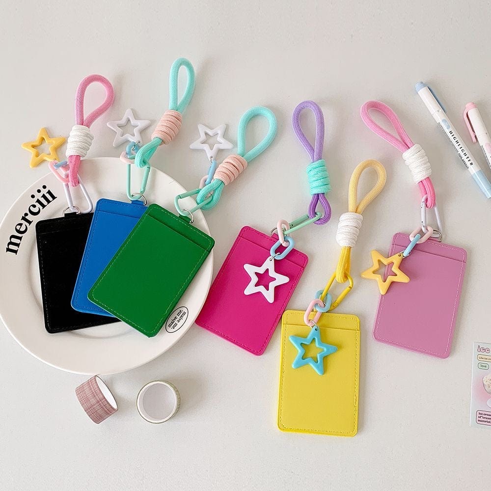 Colorful Star Leather Kpop Keychain Photocard Holder - ArtGalleryZen