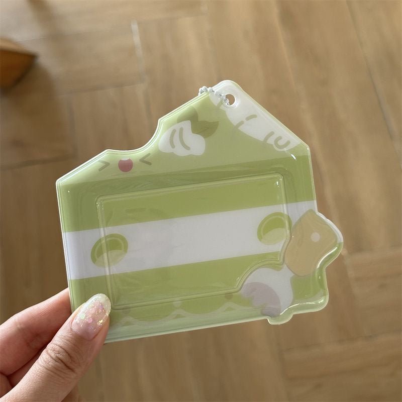 Cream Cheese Strawberry Chocolate Cake Kpop Keychain Photocard Holder - ArtGalleryZen