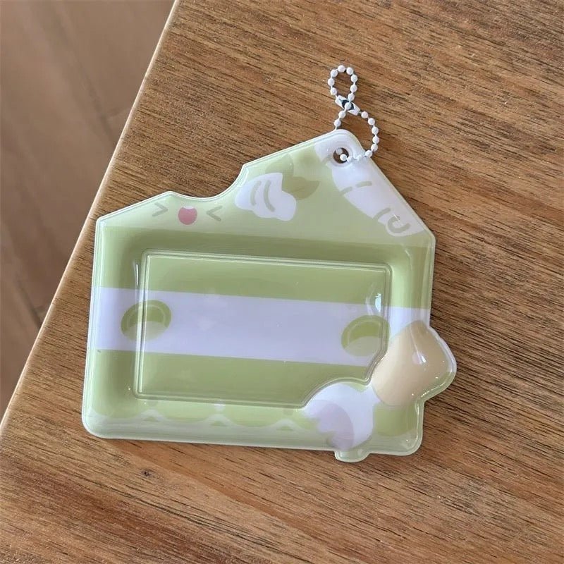 Cream Cheese Strawberry Chocolate Cake Kpop Keychain Photocard Holder - ArtGalleryZen