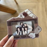 Thumbnail for Cream Cheese Strawberry Chocolate Cake Kpop Keychain Photocard Holder - ArtGalleryZen