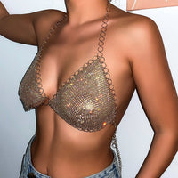 Thumbnail for Crystal Body Chain Bra with Rhinestone Inlay ? 18k Gold Silver Plated - ArtGalleryZen