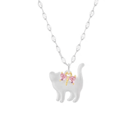 Thumbnail for Crystal Bowknot Cat Pendant Necklace - ArtGalleryZen