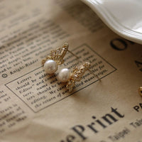 Thumbnail for Crystal Butterfly Pearl Earrings - ArtGalleryZen