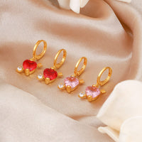 Thumbnail for Crystal Cupid Arrow Heart Huggie Hoop Dangle Earrings - ArtGalleryZen