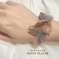 Thumbnail for Crystal Floral Embroidery Butterfly Bracelet - ArtGalleryZen