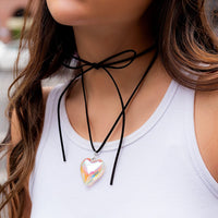 Thumbnail for Crystal Heart Pendant Velvet Necklace - ArtGalleryZen