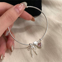 Thumbnail for Crystal Heart Star Ribbon Bangle Bracelet - ArtGalleryZen