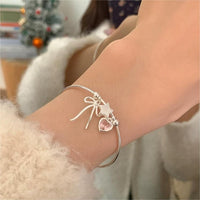 Thumbnail for Crystal Heart Star Ribbon Bangle Bracelet - ArtGalleryZen