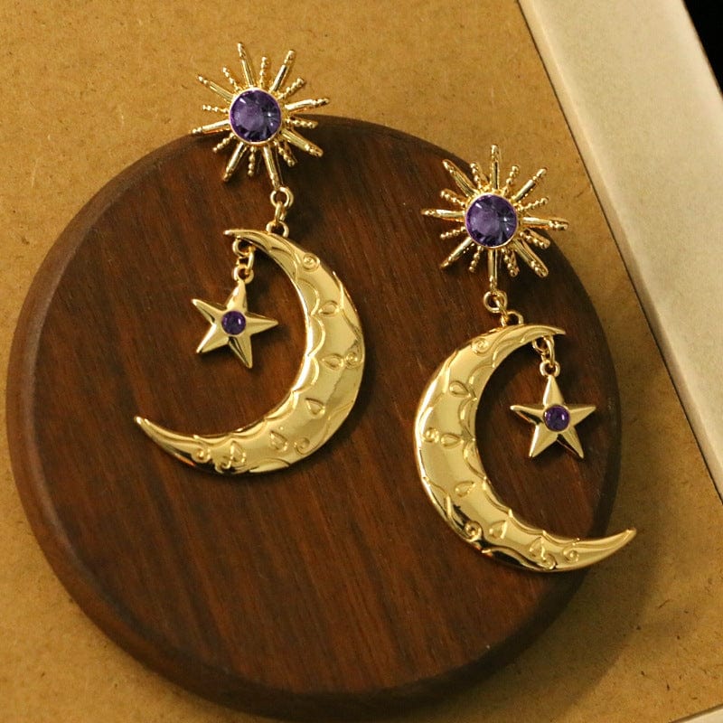 Heavenly Beautiful Moon & Sun Celestial Dangle Earrings - Very Metaphysical  | eBay
