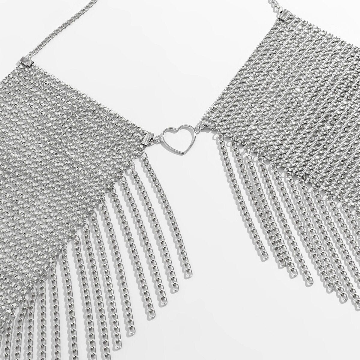 Crystal Mesh Body Chain Bra with Heart Charm and Tassel Detail - 18k G –  ArtGalleryZen