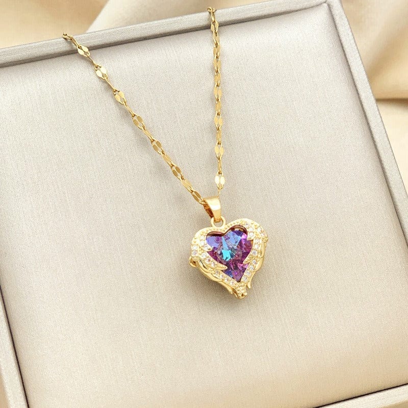 Crystal Ocean Heart Pendant Necklace - ArtGalleryZen