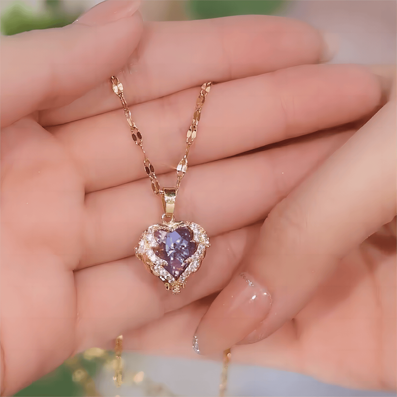 Crystal Ocean Heart Pendant Necklace - ArtGalleryZen