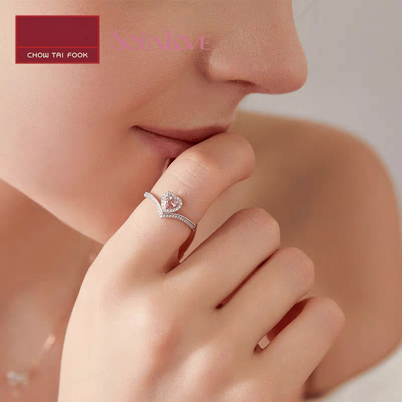 Cubic Zirconia Inlaid Diamond Heart Ring - ArtGalleryZen
