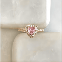 Thumbnail for Cubic Zirconia Inlaid Pink Heart Ring - ArtGalleryZen