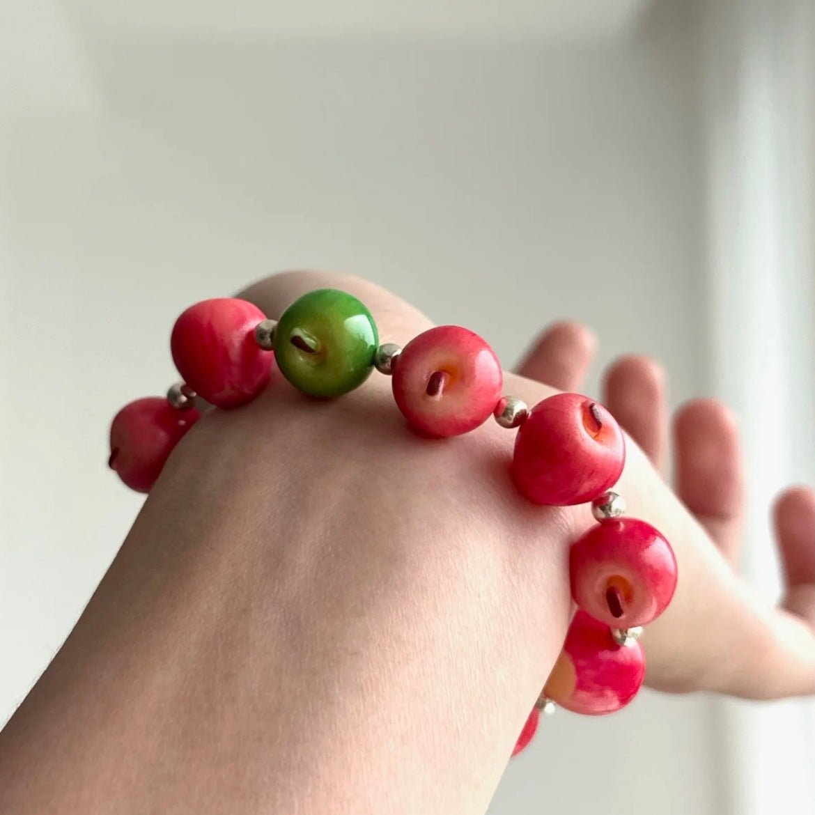 Cute Apple Beaded Bracelet - ArtGalleryZen