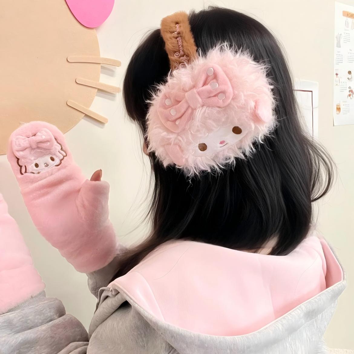 Cute Authenti Sanrio My Sweet Piano Winter Scarf Gloves Ear Muffs Set - ArtGalleryZen