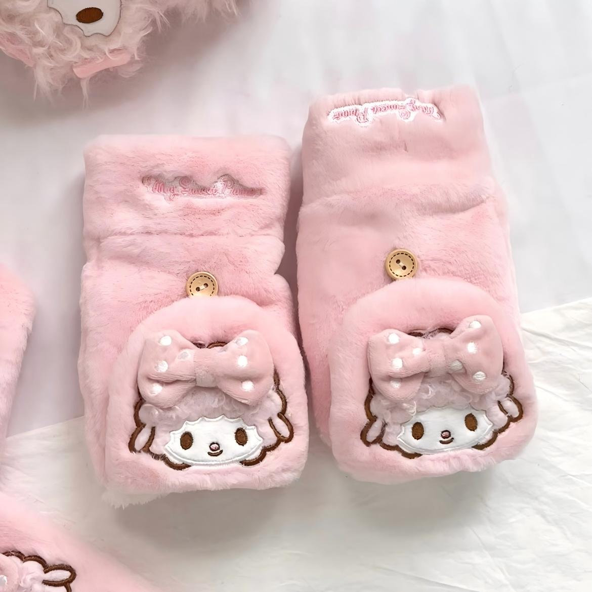 Cute Authenti Sanrio My Sweet Piano Winter Scarf Gloves Ear Muffs Set - ArtGalleryZen