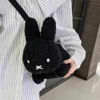 Thumbnail for Cute Black White Plush Rabbit Crossbody Bag - ArtGalleryZen