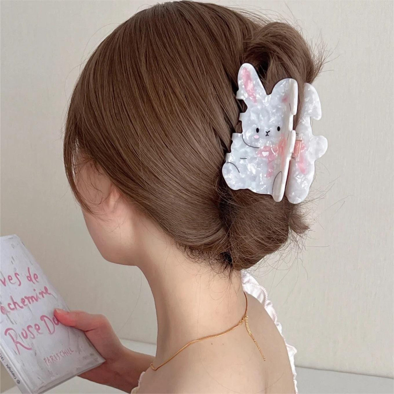 Cute Bowknot Rabbit Acetate Acrylic Hair Claw Hair Clip - ArtGalleryZen