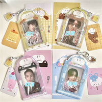 Thumbnail for Cute Cat Bear Chef Transparent Kpop Keychain Photocard Holder - ArtGalleryZen