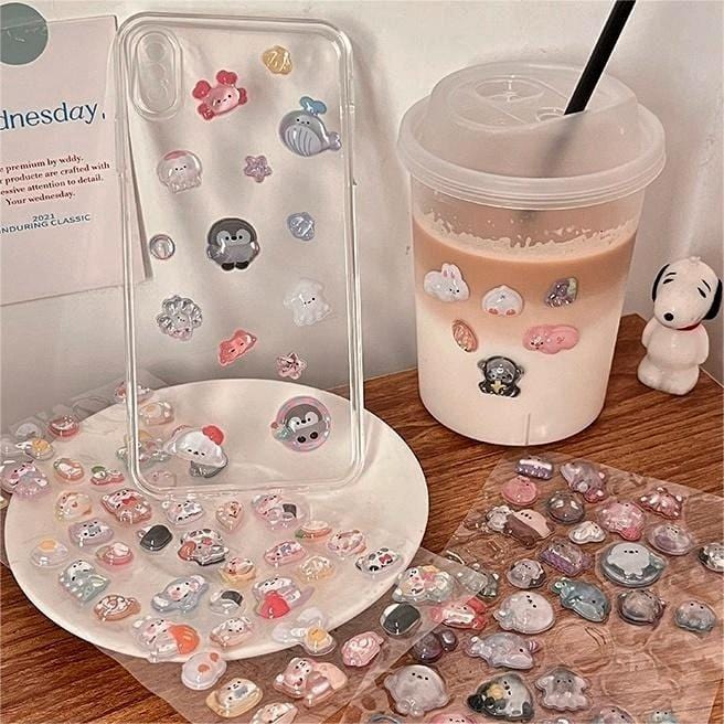 Cute Colorful Animal Pattern Crystal 3D DIY Decoration Stickers - ArtGalleryZen