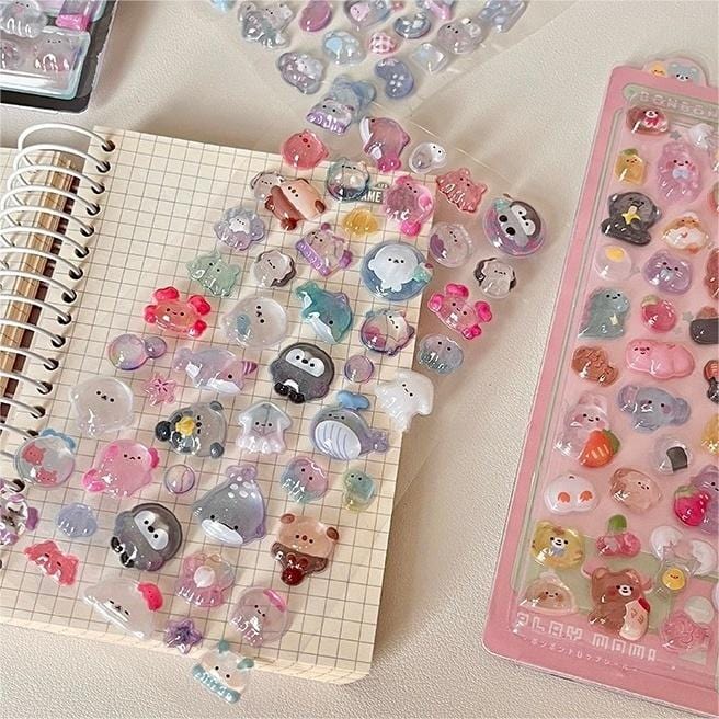 Cute Colorful Animal Pattern Crystal 3D DIY Decoration Stickers - ArtGalleryZen