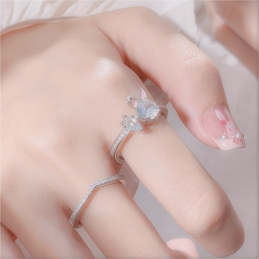 Cute Crystal Carrot Rabbit Ring - ArtGalleryZen