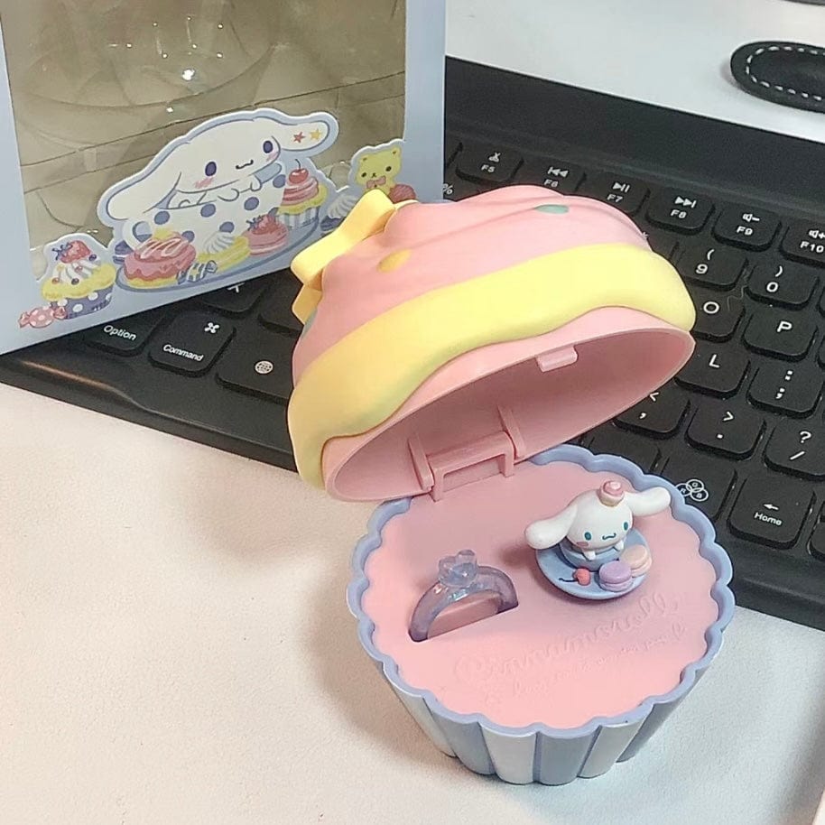 Cute Cupcake Jewelry Box Sanrio Cinnamoroll Ring Set - ArtGalleryZen