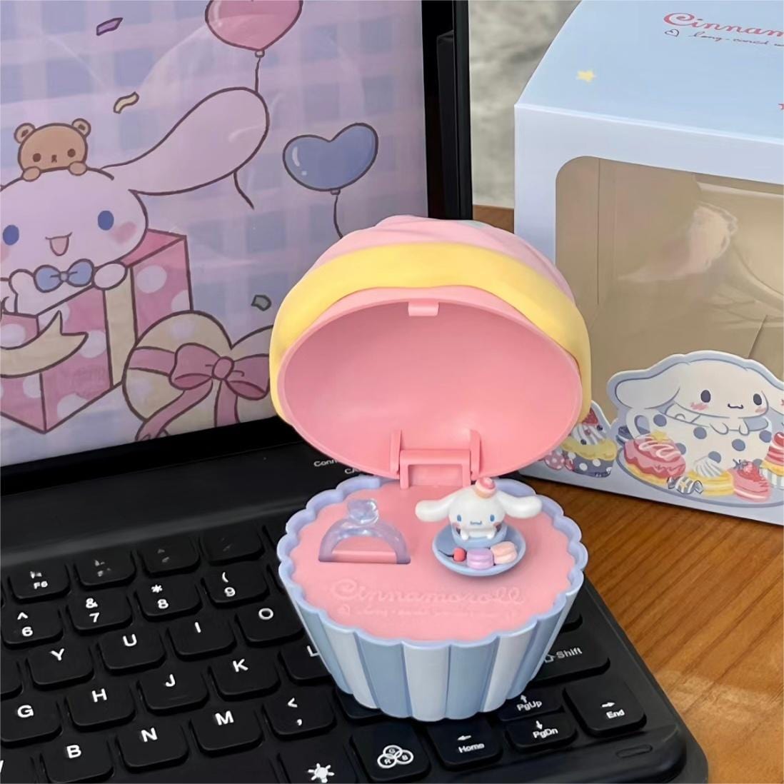 Cute Cupcake Jewelry Box Sanrio Cinnamoroll Ring Set - ArtGalleryZen