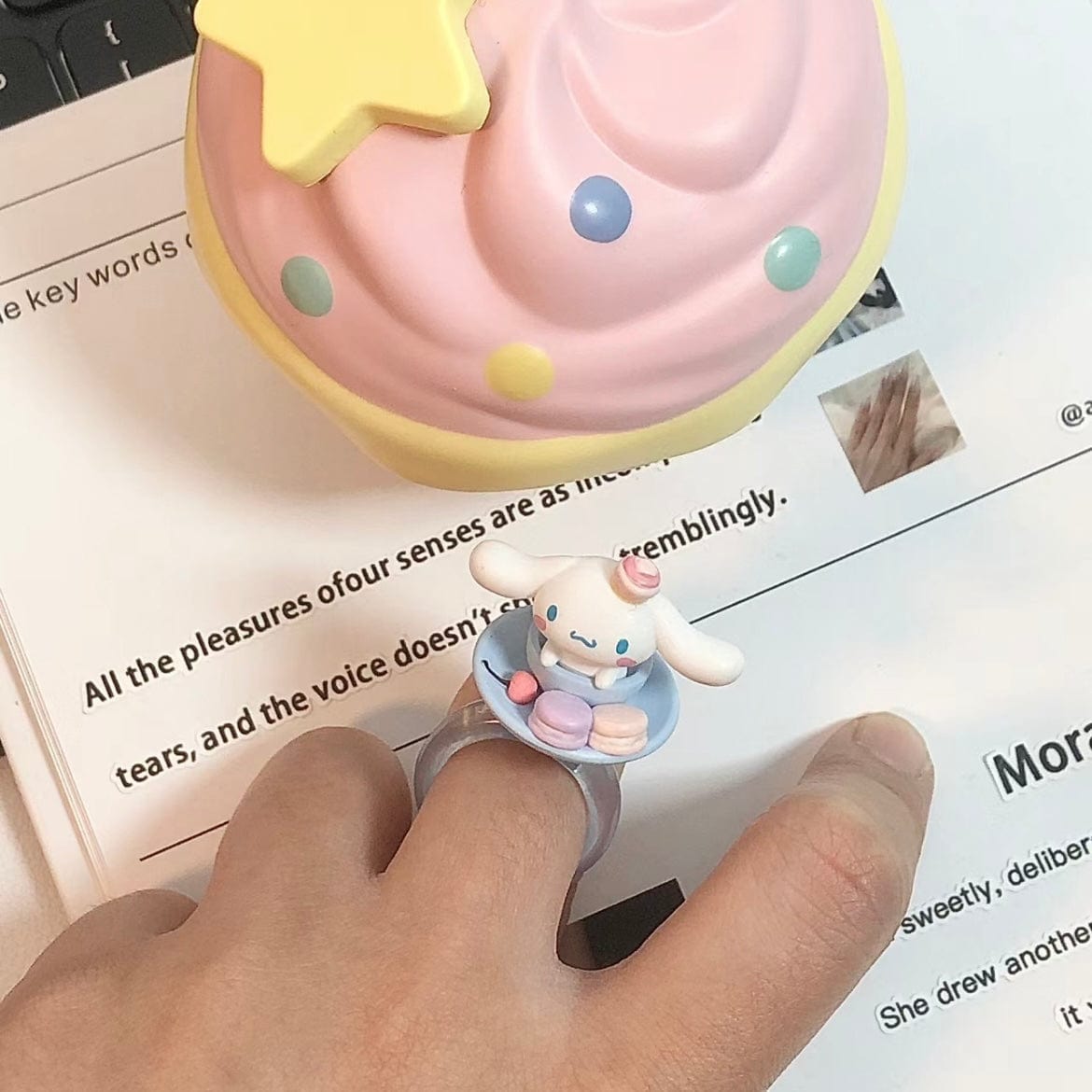 Cute Cupcake Jewelry Box Sanrio Cinnamoroll Ring Set - ArtGalleryZen