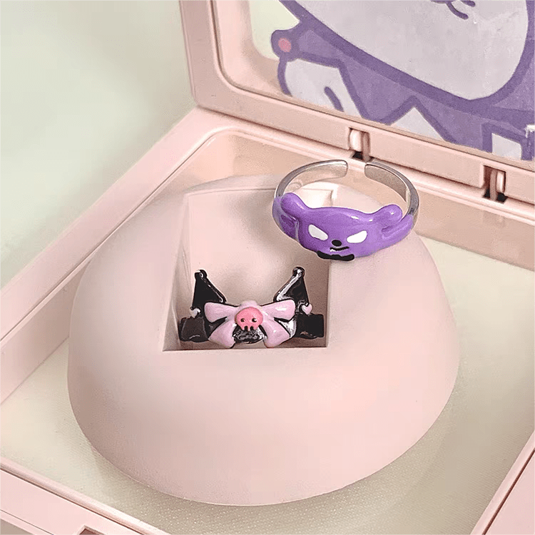 Cute Enamel Kuromi Baku Matching Ring - ArtGalleryZen