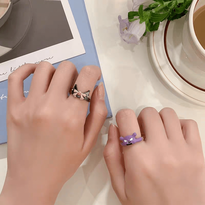 Cute Enamel Kuromi Baku Matching Ring - ArtGalleryZen