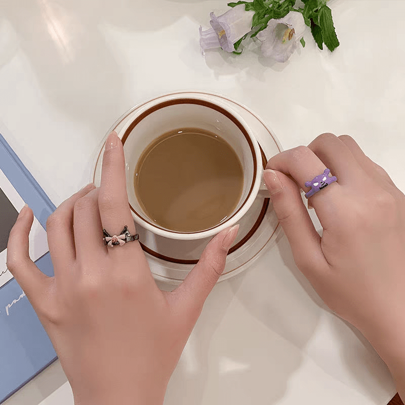 Cute Enamel Kuromi Baku Matching Ring - ArtGalleryZen
