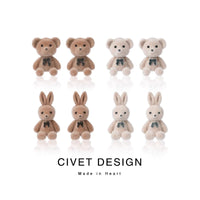 Thumbnail for Cute Flocking Rabbit Bear Ear Studs - ArtGalleryZen