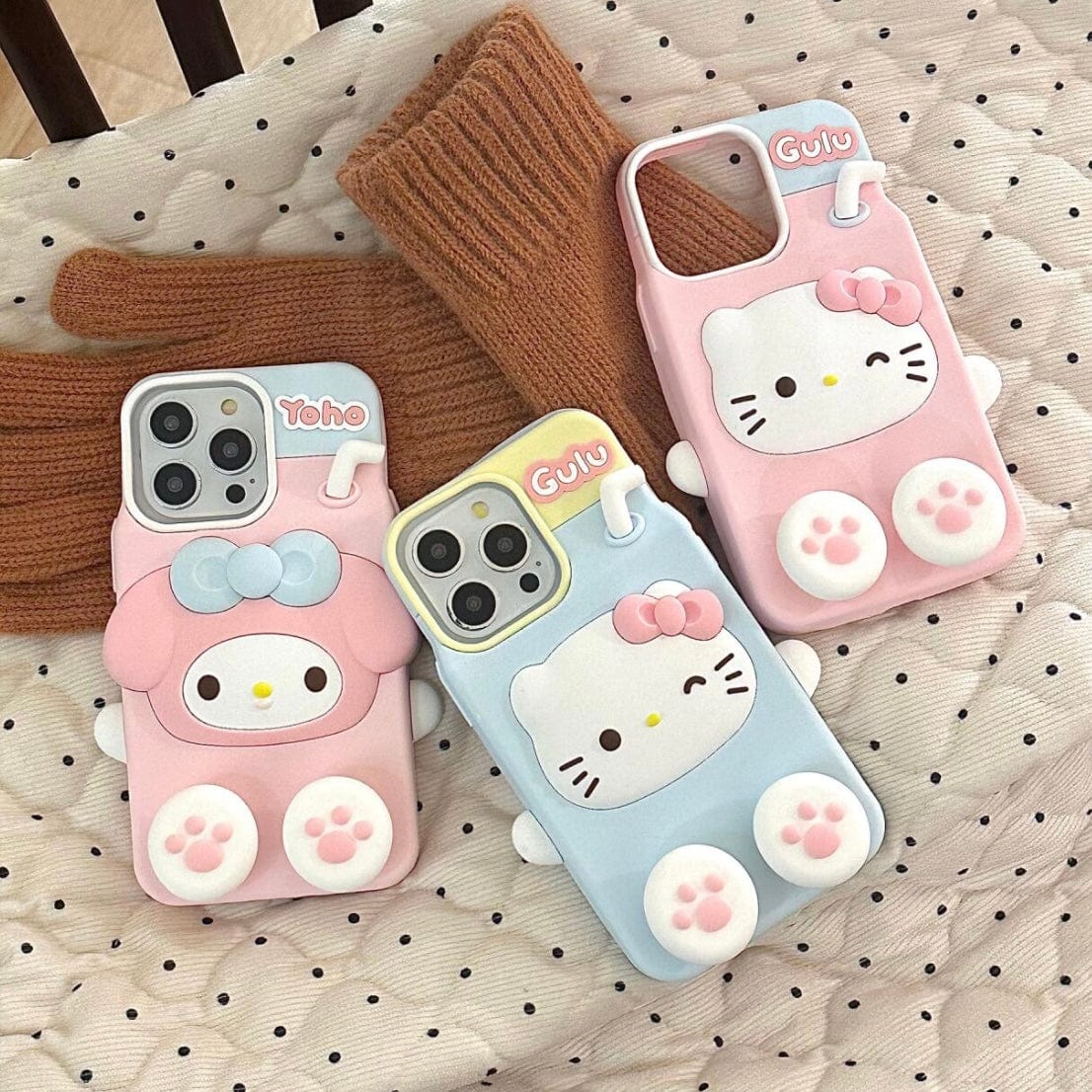 Cute Hello Kitty My Melody Milk Silicone iPhone Case - ArtGalleryZen