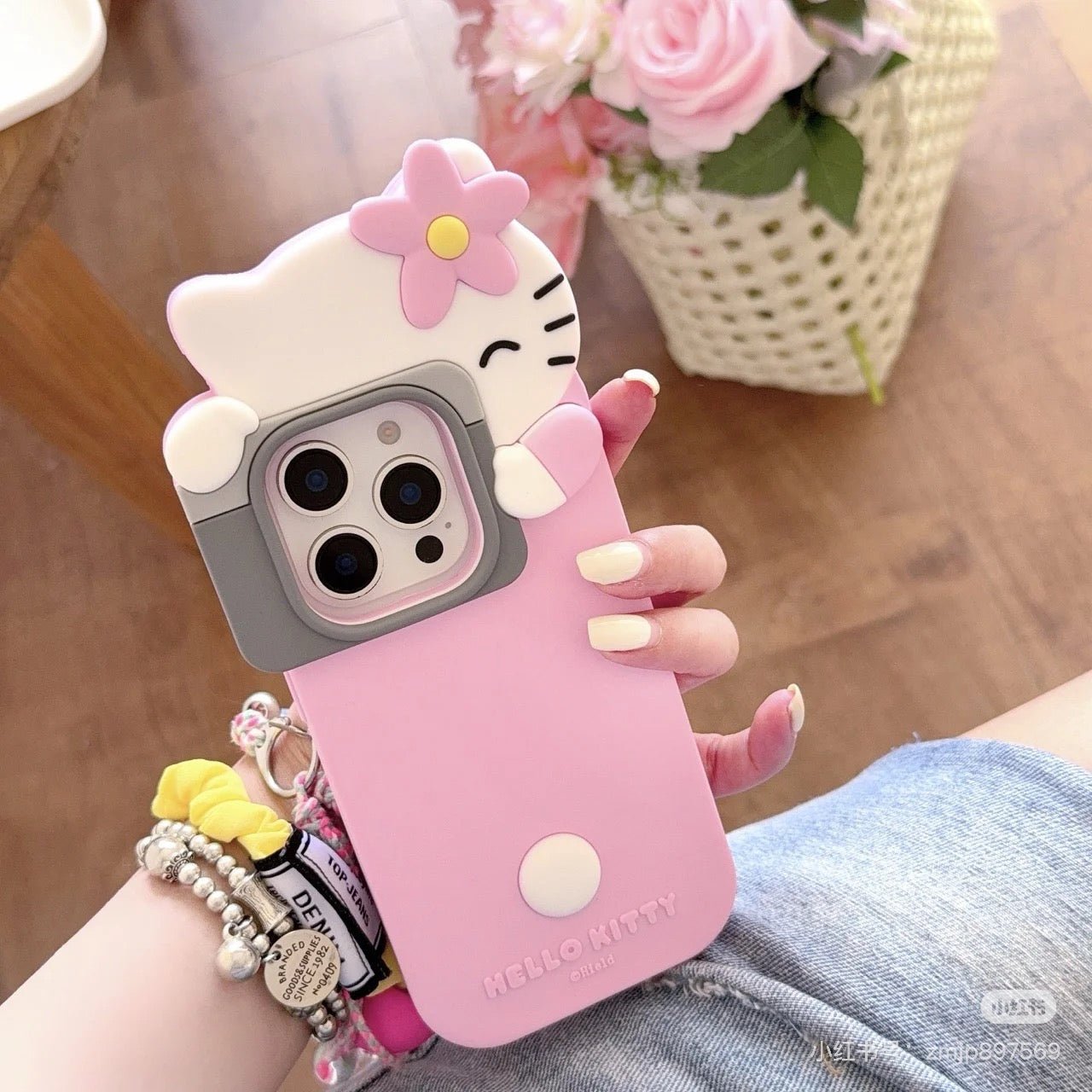 Cute Hello Kitty Taking Photo iPhone Case - ArtGalleryZen