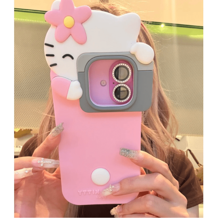 Cute Hello Kitty Taking Photo iPhone Case - ArtGalleryZen
