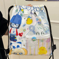 Thumbnail for Cute Hip Hop Girl Kpop Fan Display Drawstring Backpack - ArtGalleryZen