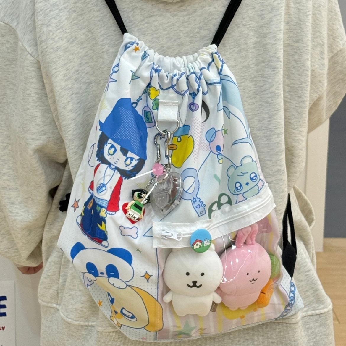Cute Hip Hop Girl Kpop Fan Display Drawstring Backpack - ArtGalleryZen